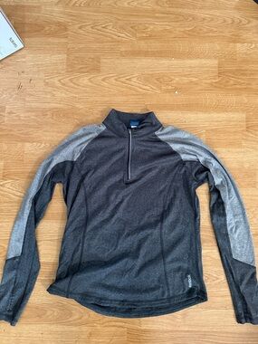 Reebok Women’s Dark Charcoal and Light Gray Zip-Up Performance Pullover